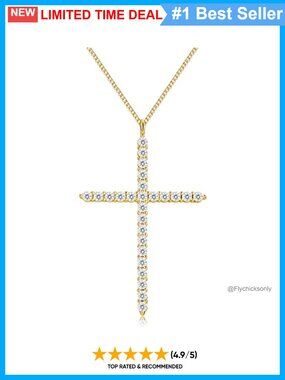 Moissanite Cross Necklace 925 Sterling Silver 14K White Gold Plated Pendant